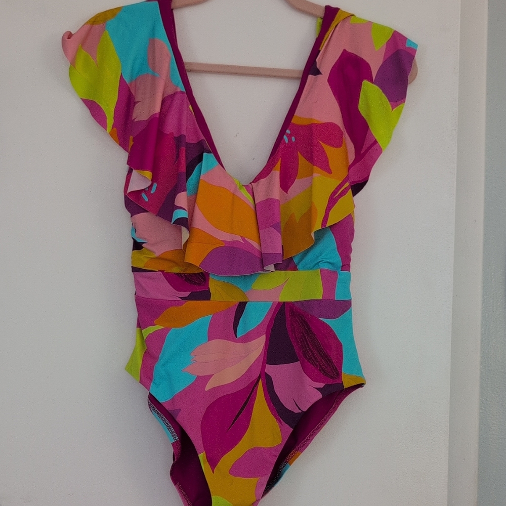 Trina Turk Pink and Yellow Floral Swimsuit